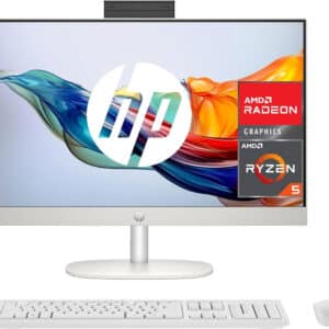 HP 27-CR0008SS All-in-One 27'' Full HD, AMD Ryzen 5 7520U, 16 GB RAM, 512 SSD, AMD Radeon Graphics, FREEDOS, con Camera, Tastiera e Mouse Wireless, Bianco
