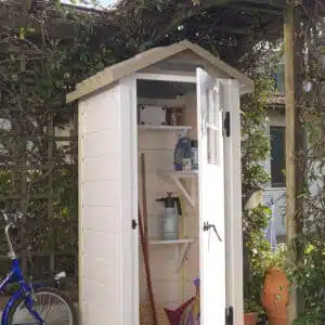 TUSCANY EVO 80 Garofalo | Casetta Giardino Bianca in Pvc Tetto Beige, 1 Porta, 1 Finestra