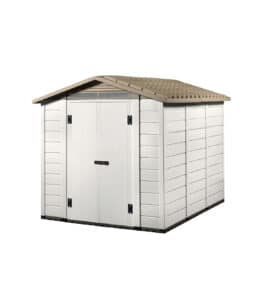 TUSCANY 240 2 PORTE NO WINDOW | Casetta da giardino senza finestra in pvc 262x230x220 cm Tetto Beige Struttura Bianca