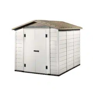 TUSCANY 240 2 PORTE NO WINDOW | Casetta da giardino senza finestra in pvc 262x230x220 cm Tetto Beige Struttura Bianca