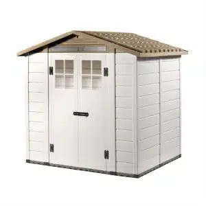TUSCANY EVO 200 2 PORTE | Casetta da giardino in pvc con finestra Tetto Beige Struttura Bianca