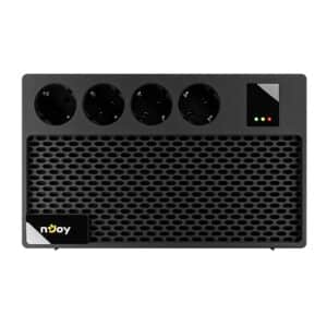NJOY Renton 650 Plus Gruppo di Continuità Monofase 650VA 360 Watt, Line Interactive, AVR UPS a Ciabatta Multipresa, 4 Uscite Schuko, 1 Batteria 12V-5Ah
