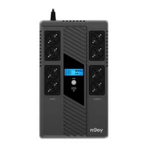 nJoy Token 800VA Gruppo di Continuità Line Interactive 480 Watt Display LCD Onda Sinusoidale Simulata, 8 Uscite Schuko, USB, HID, RJ45 in/out Protezione 1Gb/s, Batteria 12V (HxWxD 100x345x200 mm)