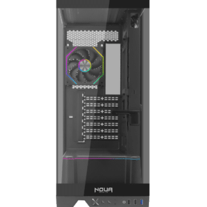 Case Atx Noua Utopia FK100 Total Black 0.60MM SPCC 3*USB3.0/2.0 1*Fan Argb e Pannelli in Vetro Temperato Continuo