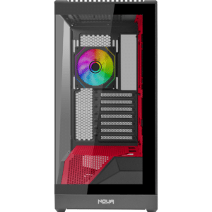 Case Mid Tower Atx Noua Cool GR200 Nero/Rosso 1*Fan Argb Type-C Front e Side Glass