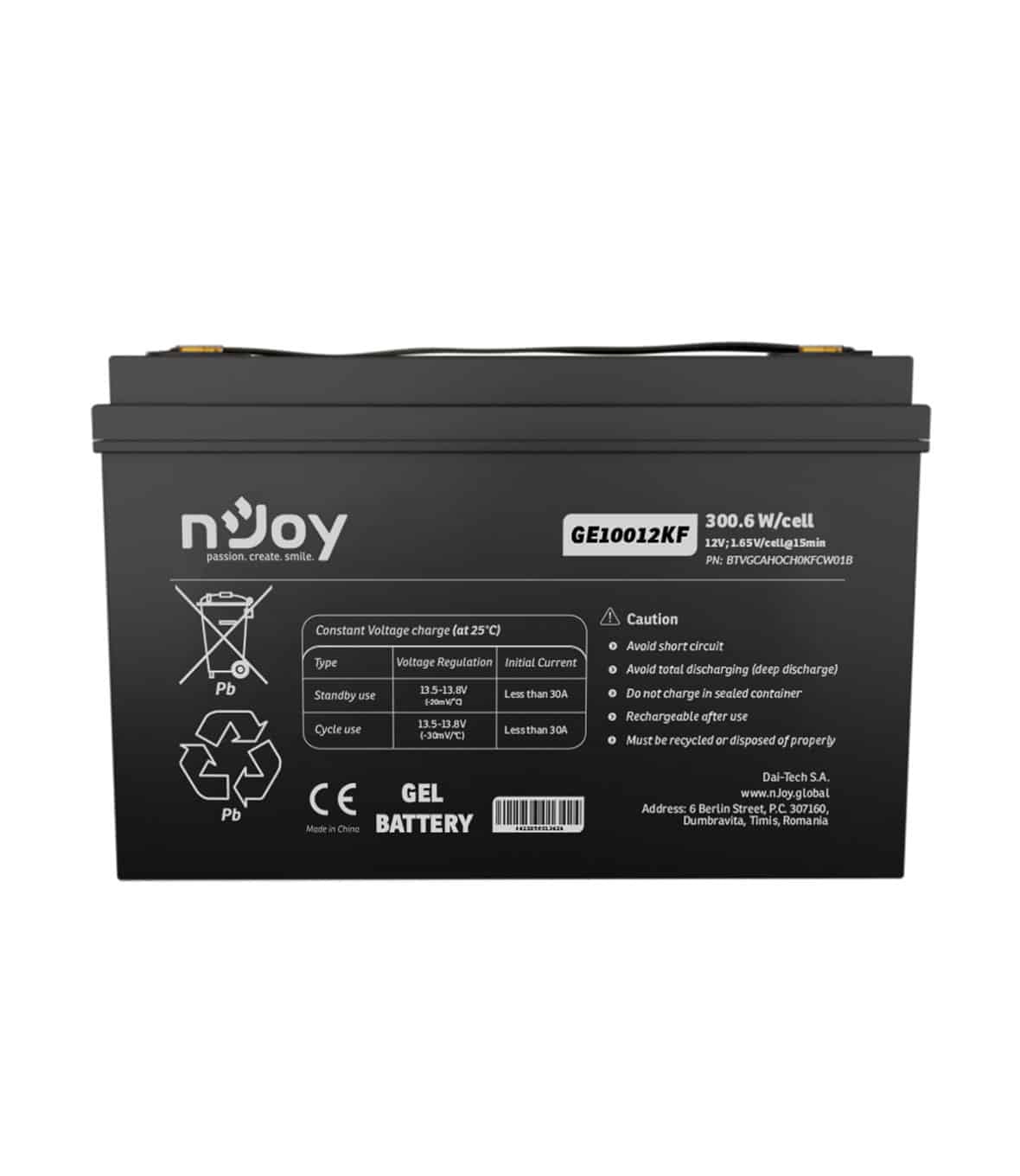 nJoy Batteria GEL 12V 100Ah a Ciclo Profondo