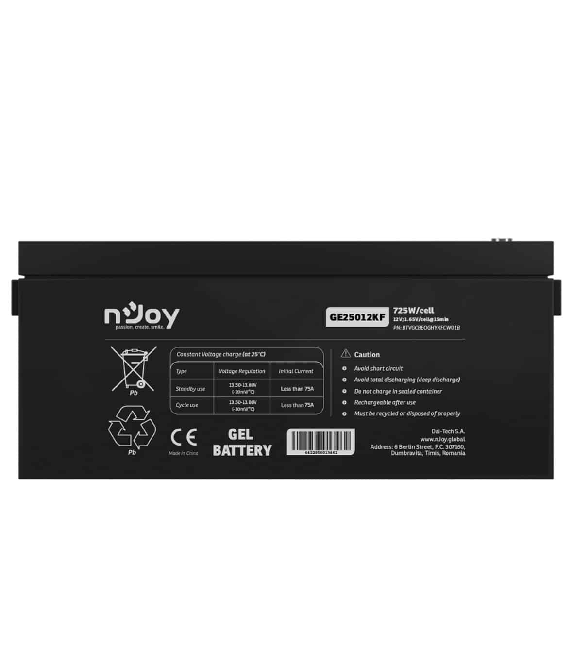 nJoy Batteria GEL 12V 60Ah a Ciclo Profondo