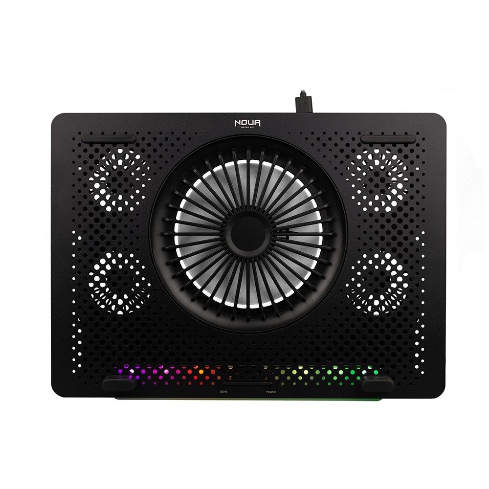 Cooler Pad Noua Aries Notebook fino a 15.6" Ventola da 140mm 2*USB 2.0, Led Rainbow e Porta Smartphone