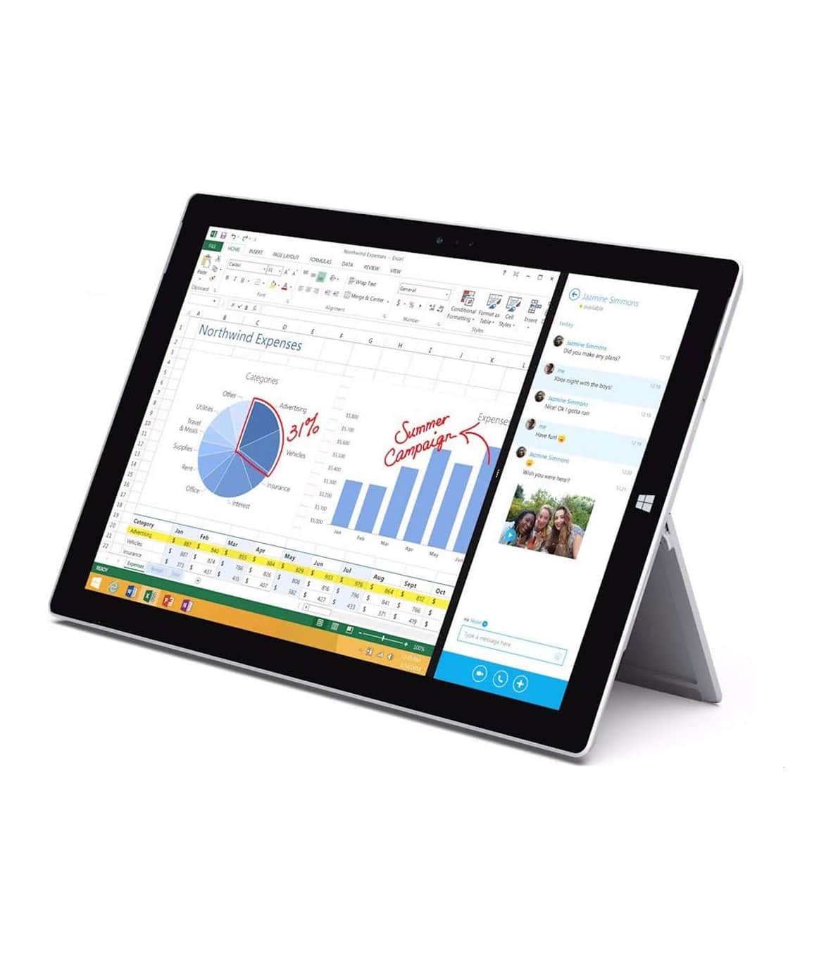 Microsoft Surface Pro 3 Tablet - 12in - (Intel Core i5-4300U, 8 GB di RAM, SSD 256 GB SSD, WiFi, Windows 11 Professional (ricondizionato)