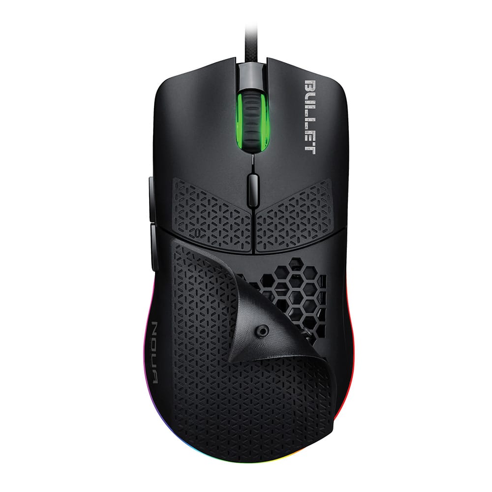 Mouse Gaming Ottico Usb Noua Bullet RGB Pixart 3360 7 Tasti Programmabili 12000DPI Regolabili (24000 Soft.) con Skin in Silicone