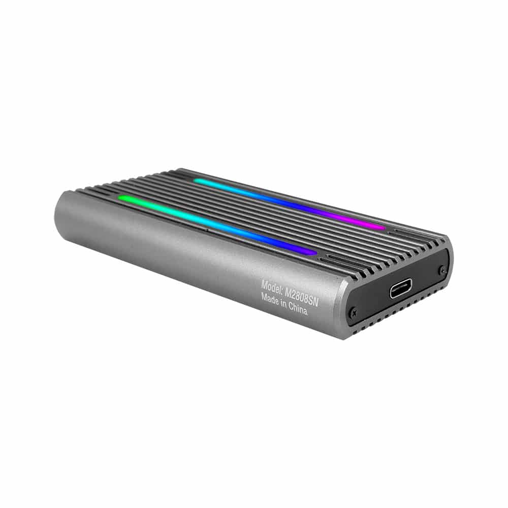 Box Esterno Nuwo NWM2808SN RGB Light M.2 SATA & NVMe SSD Case