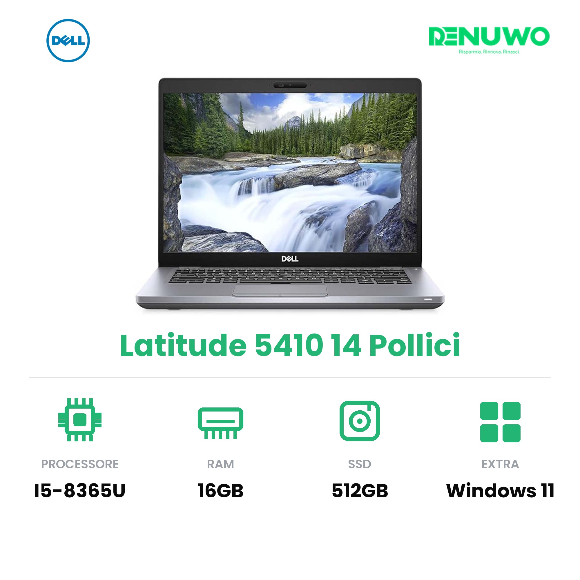 Notebook Dell Latitude 5410 Ricondizionato Grado B – i5 8ª gen 16GB SSD 512GB 14"